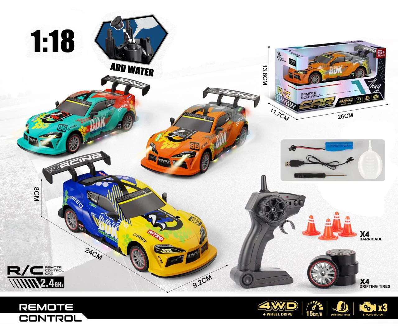 1:18 RC Supra MK5 Mini Drift Car With Smoke - Image 13