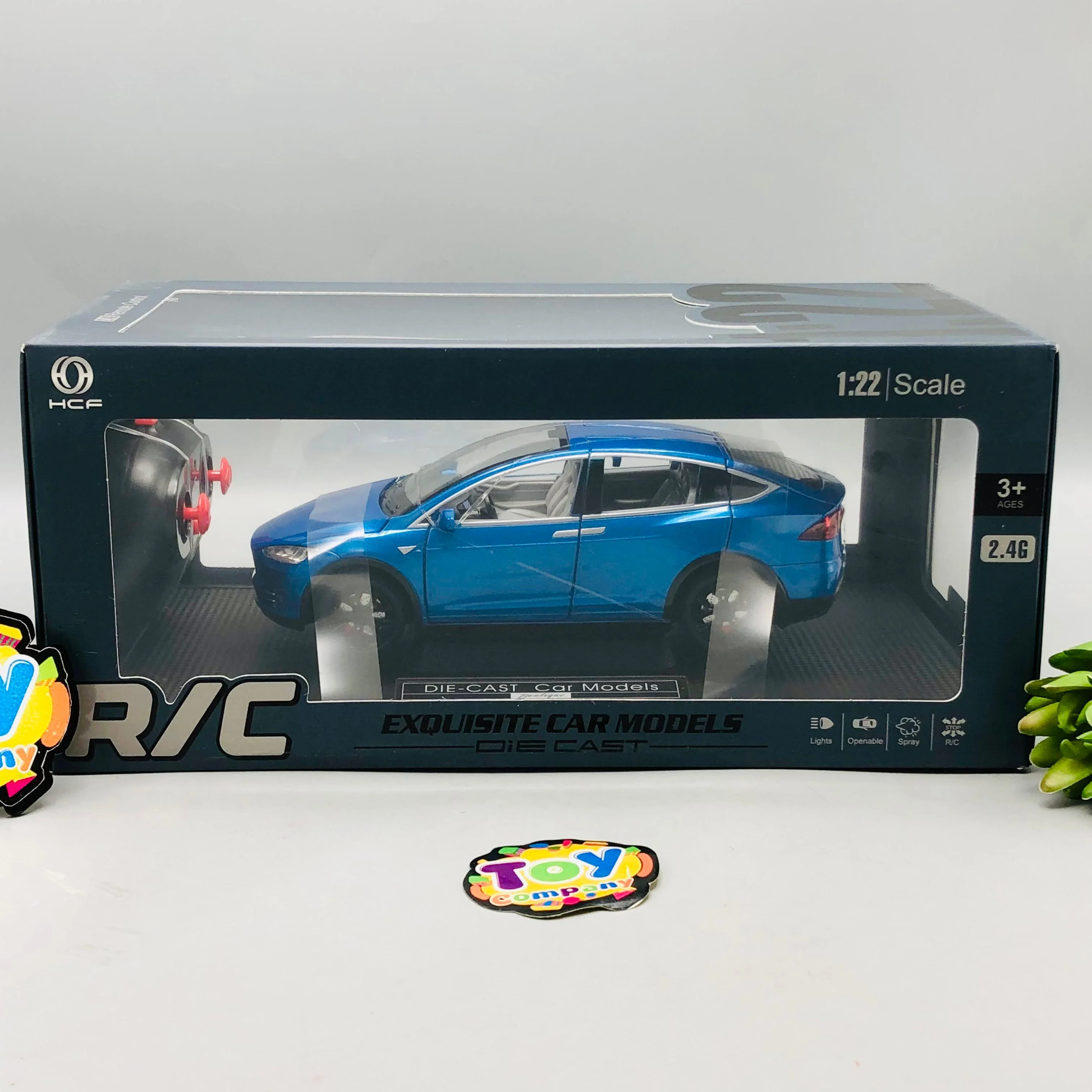 1:22 RC Diecast Tesla X Model Car With Smoke - Image 15