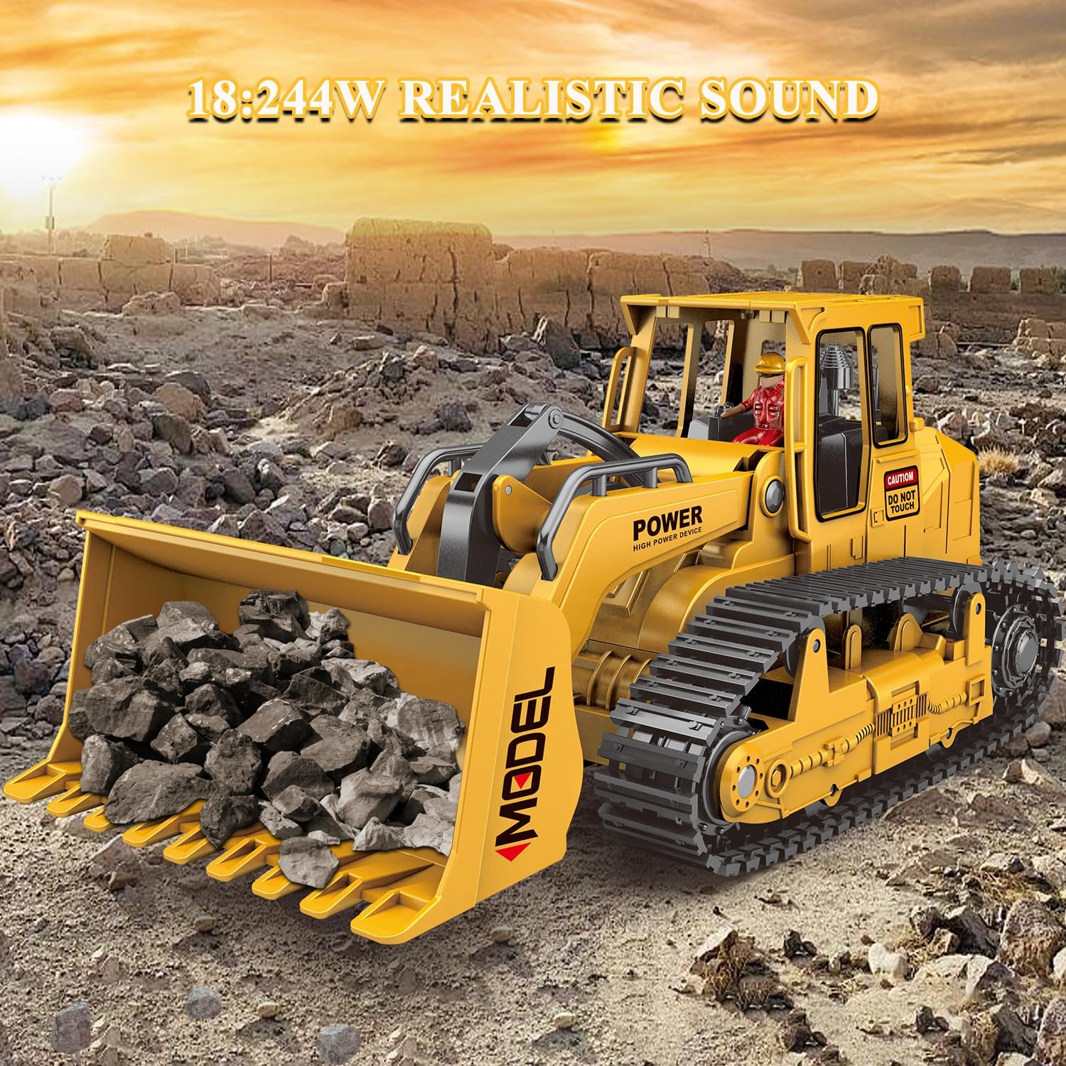 1:22 Remote Control Bulldozer With Lights - Image 3