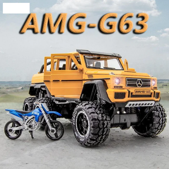 1:24 Diecast AMG G63 Pickup Model With Bike - Image 2