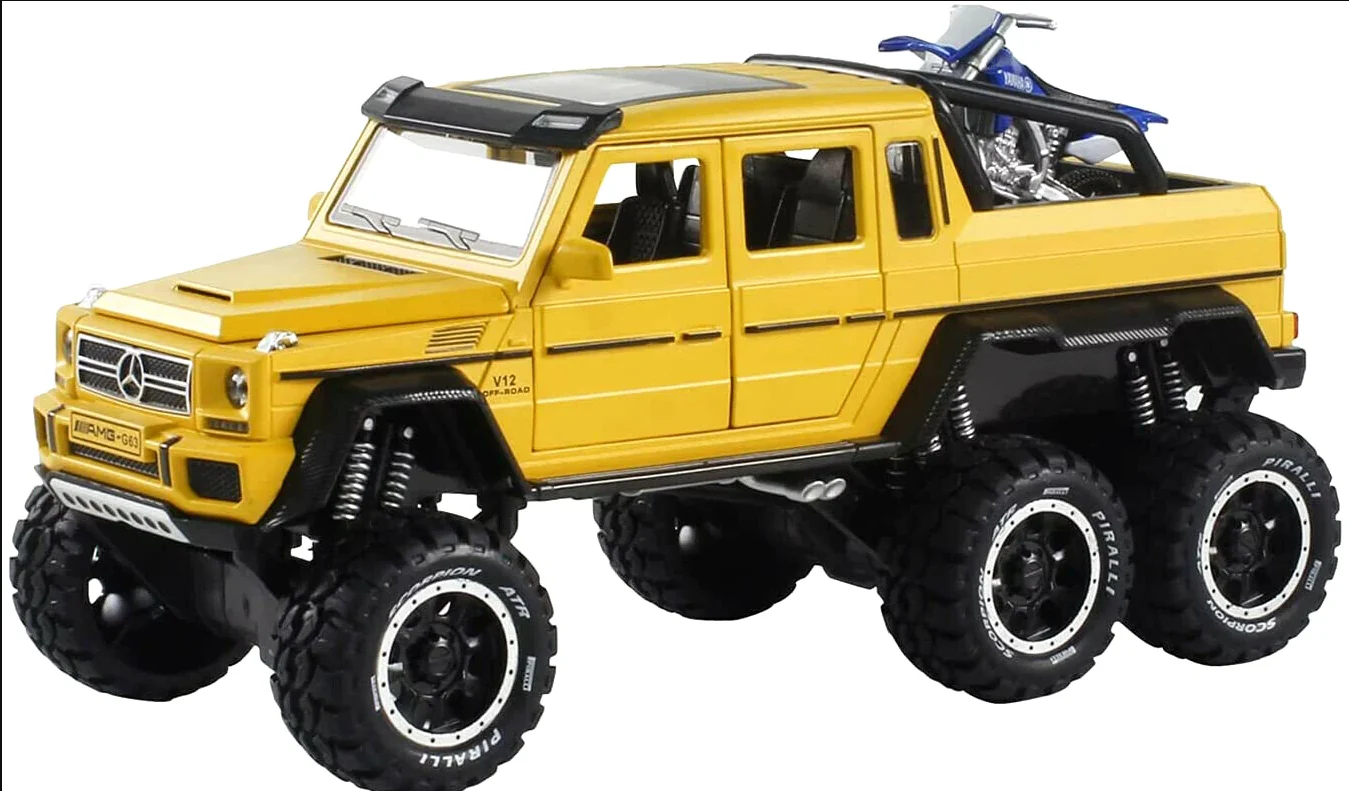 1:24 Diecast AMG G63 Pickup Model With Bike - Image 7