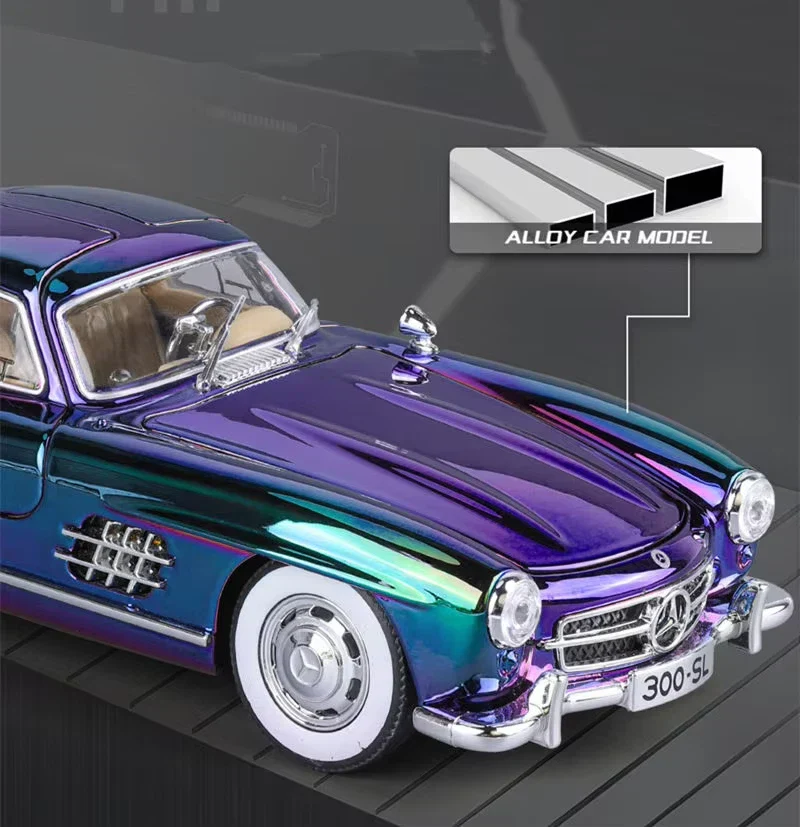 1:24 Diecast Benz 300SL Crystal Color Model With Acrylic Box - Image 2