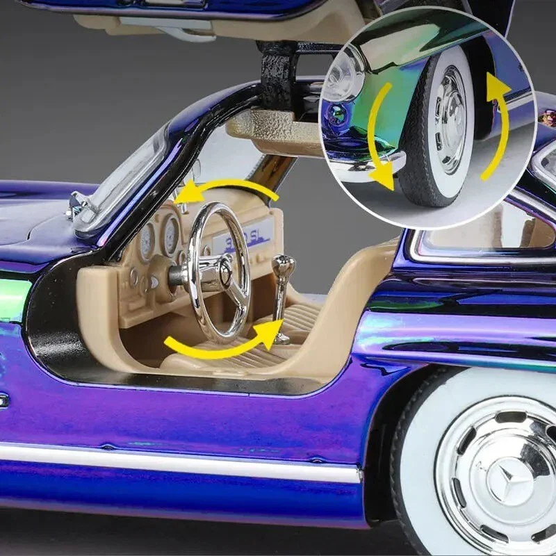 1:24 Diecast Benz 300SL Crystal Color Model With Acrylic Box - Image 3