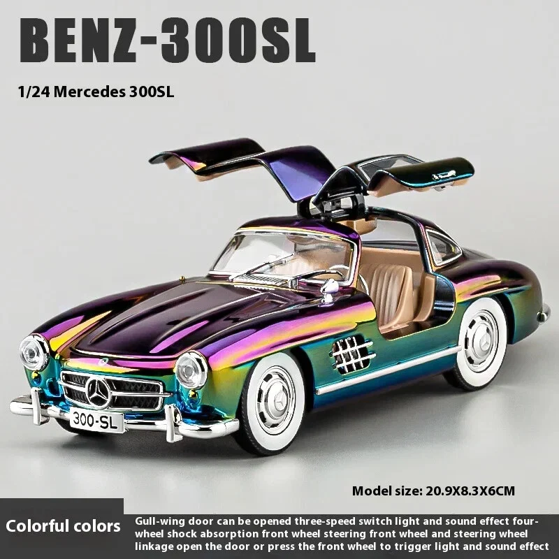 1:24 Diecast Benz 300SL Crystal Color Model With Acrylic Box - Image 6