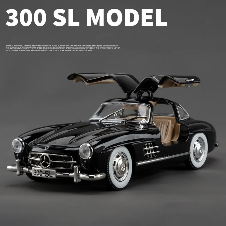 1:24 Diecast Benz 300SL Model With Acrylic Box - Black - Image 2