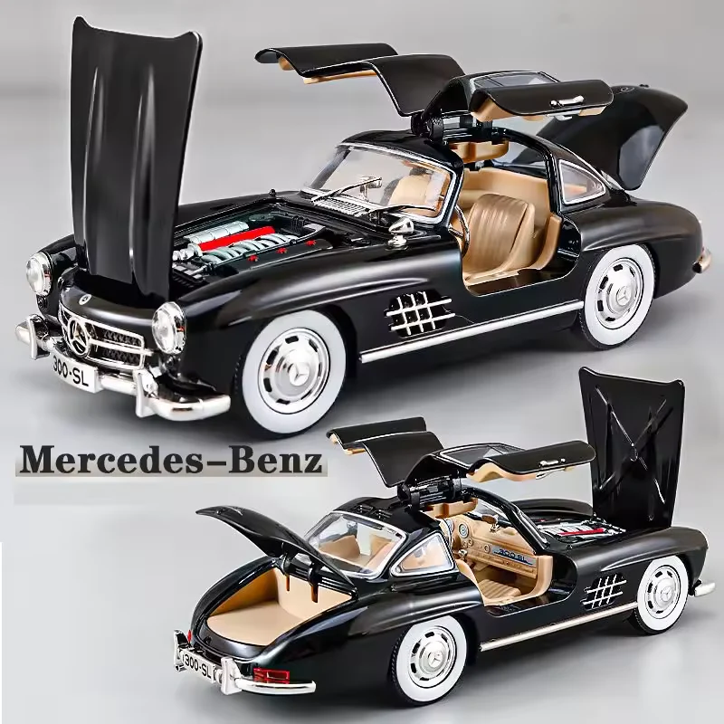 1:24 Diecast Benz 300SL Model With Acrylic Box - Black - Image 5