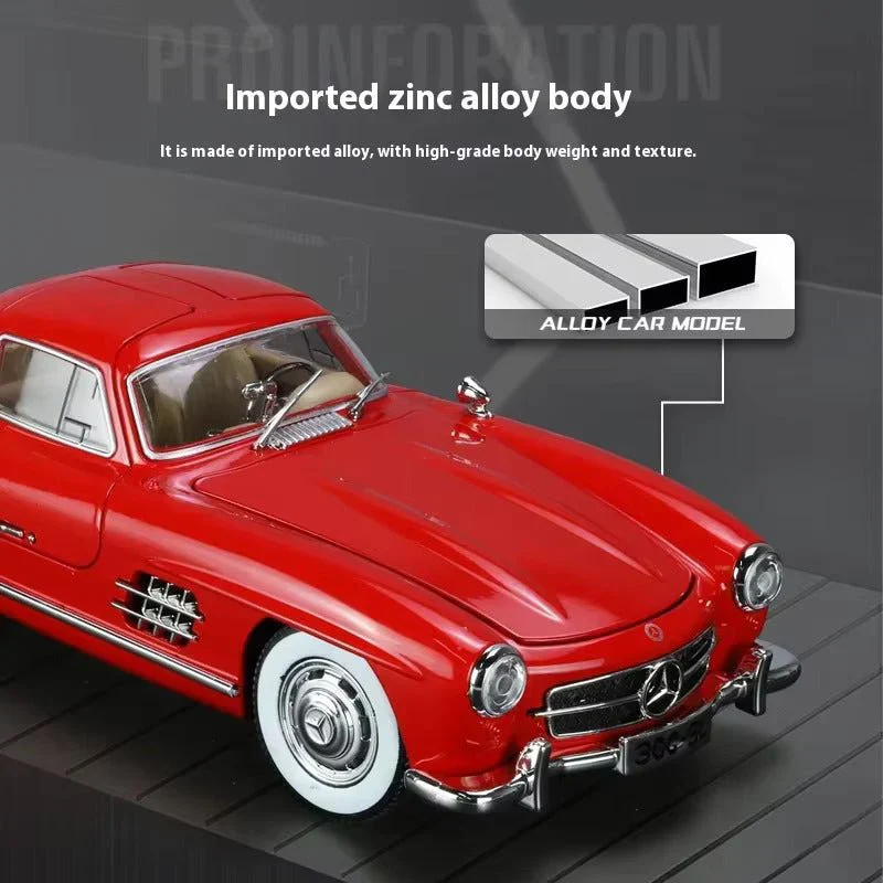 1:24 Diecast Benz 300SL Model With Acrylic Box - Red - Image 3