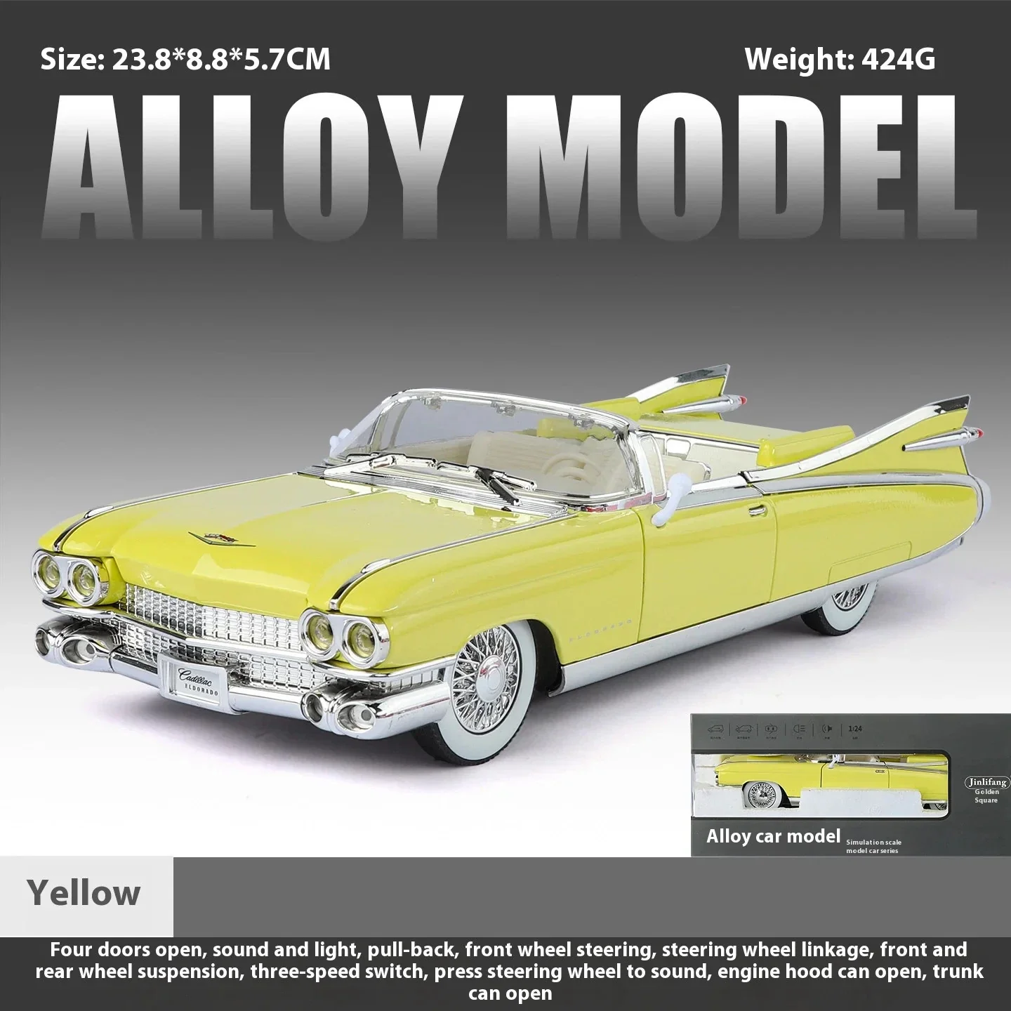 1:24 Diecast Cadillac Eldorado Model Car With Smoke - Image 4