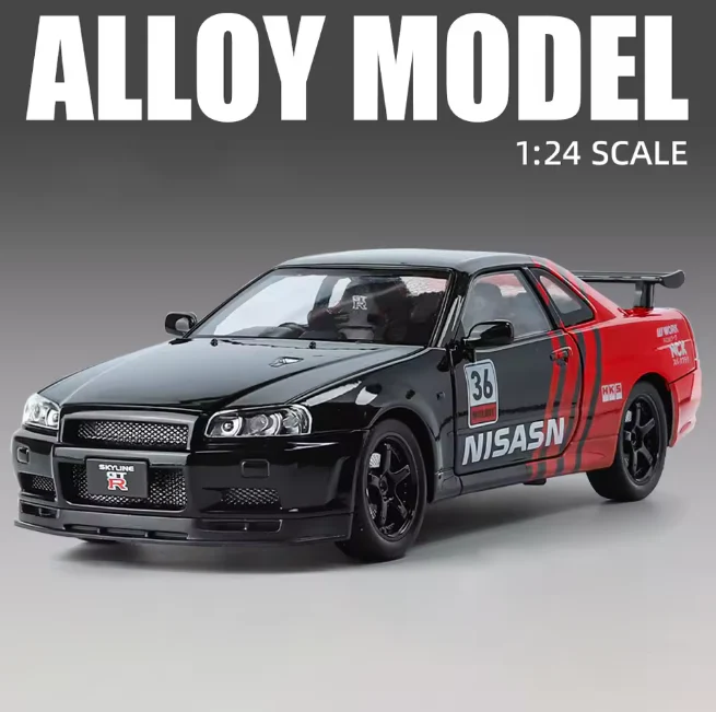 1:24 Diecast Nissan Skyline GTR-R34 Modified Model Car - Image 2