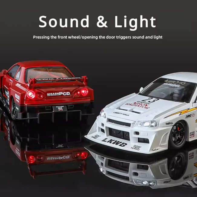 1:24 Diecast Nissan Skyline GTR-R34 S15 Model Car - Image 2