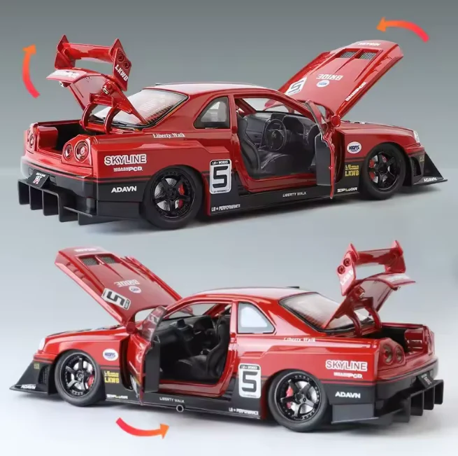 1:24 Diecast Nissan Skyline GTR-R34 S15 Model Car - Image 4