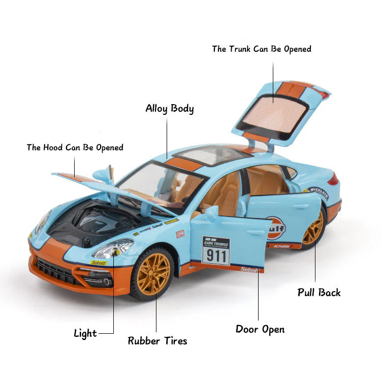 1:24 Diecast Porsche 911 Gulf Model With Acrylic Box - Image 3
