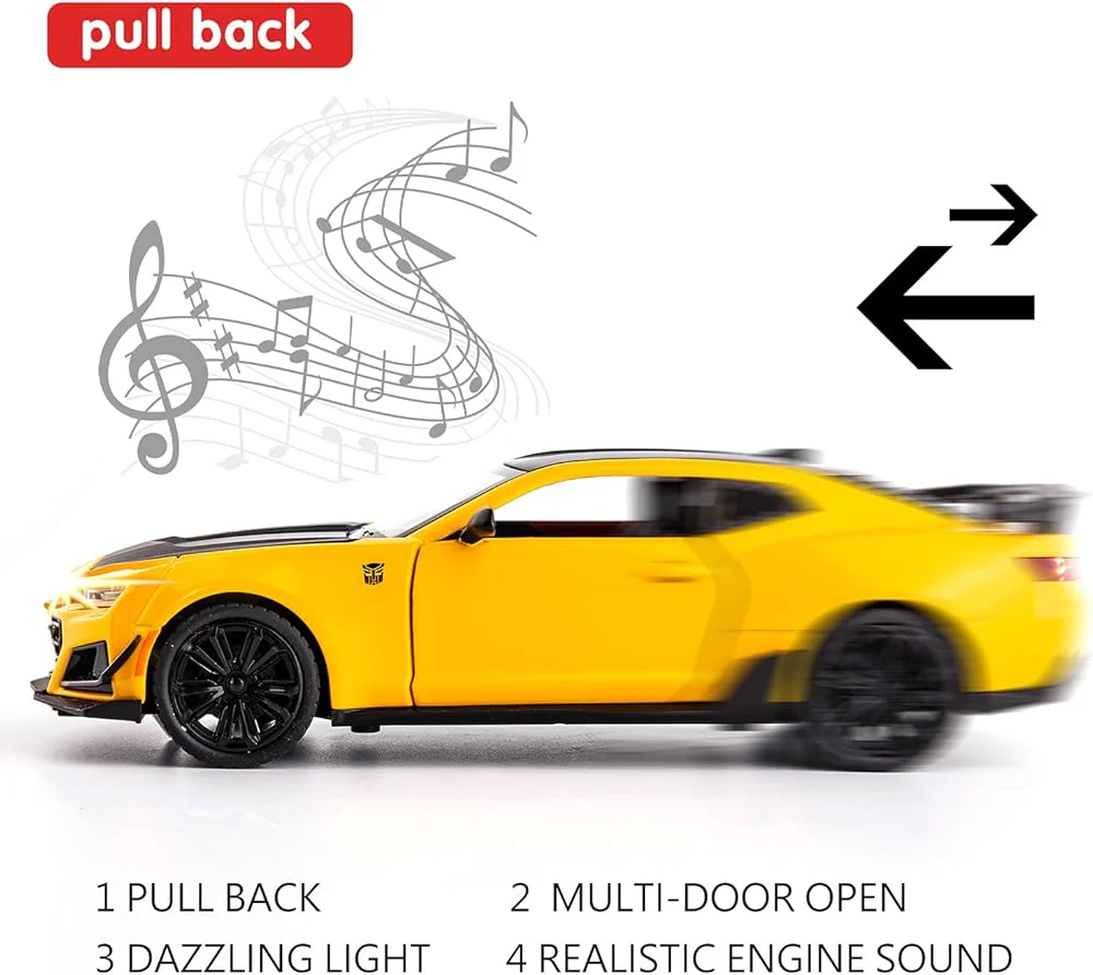 1:32 Diecast Camaro Model With Acrylic Display Box - Yellow - Image 3