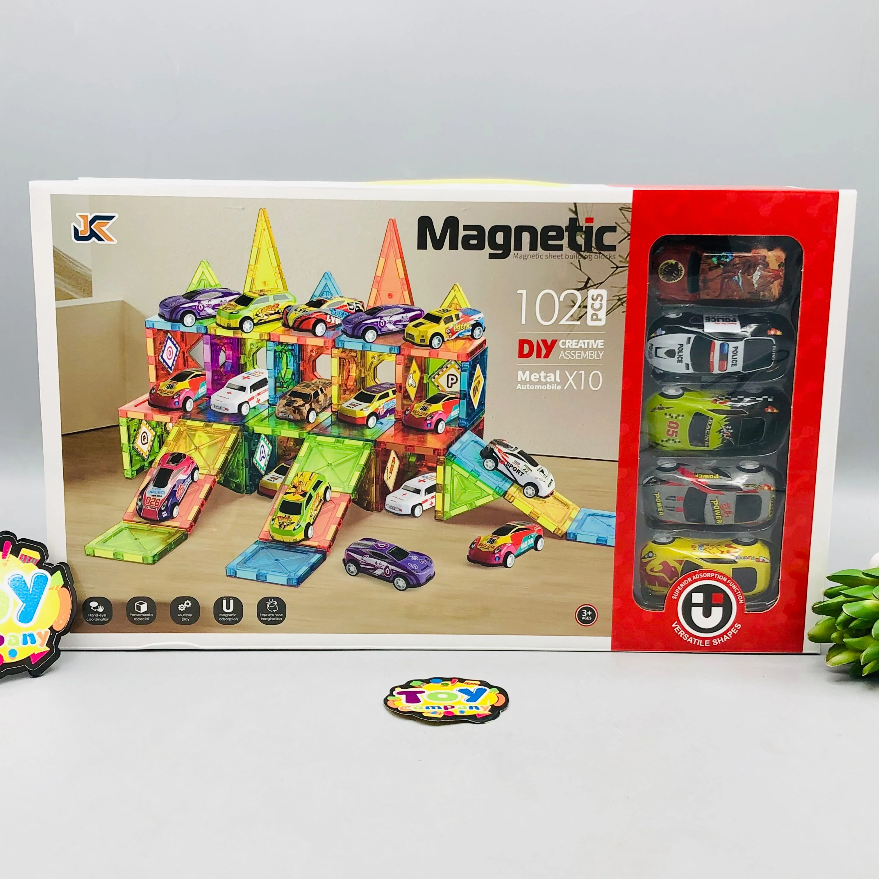 102Pcs DIY Magnetic Tiles Building Blocks With 10Pcs Car - Image 3
