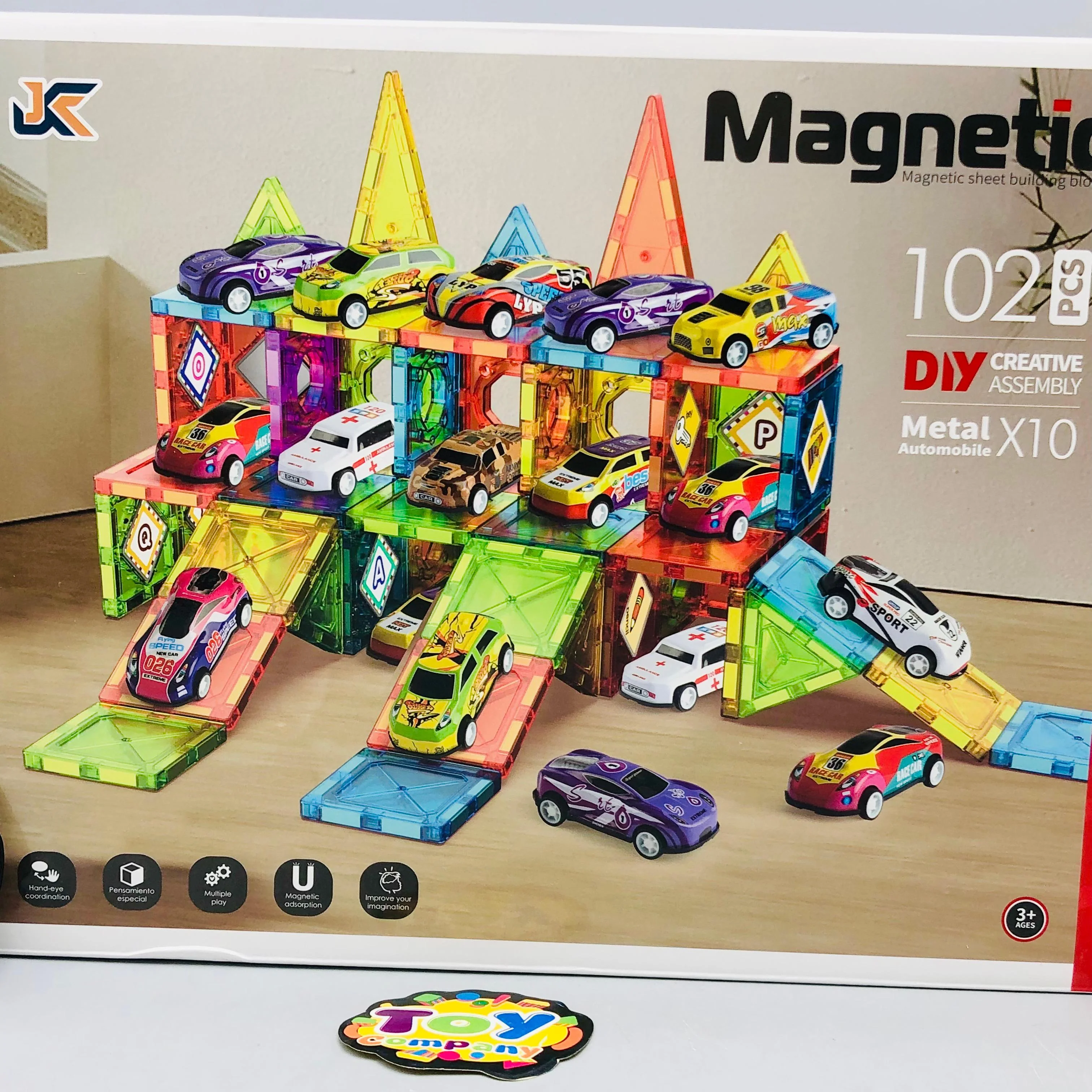 102Pcs DIY Magnetic Tiles Building Blocks With 10Pcs Car - Image 5