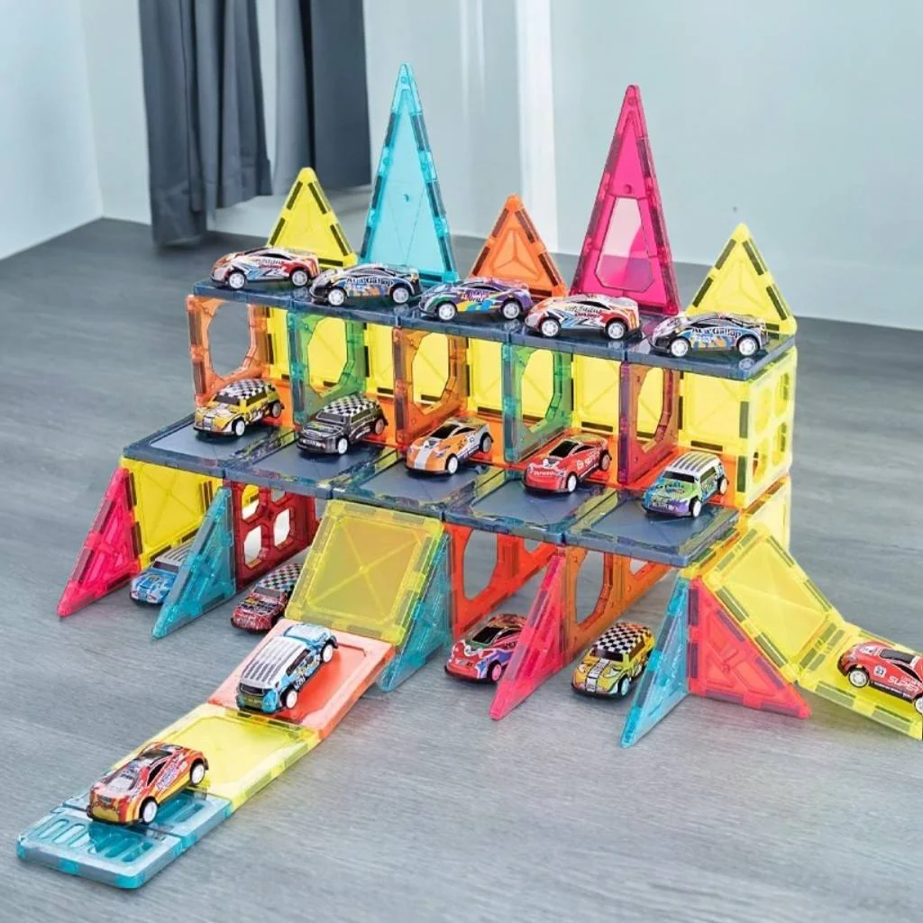 102Pcs DIY Magnetic Tiles Building Blocks With 10Pcs Car - Image 7