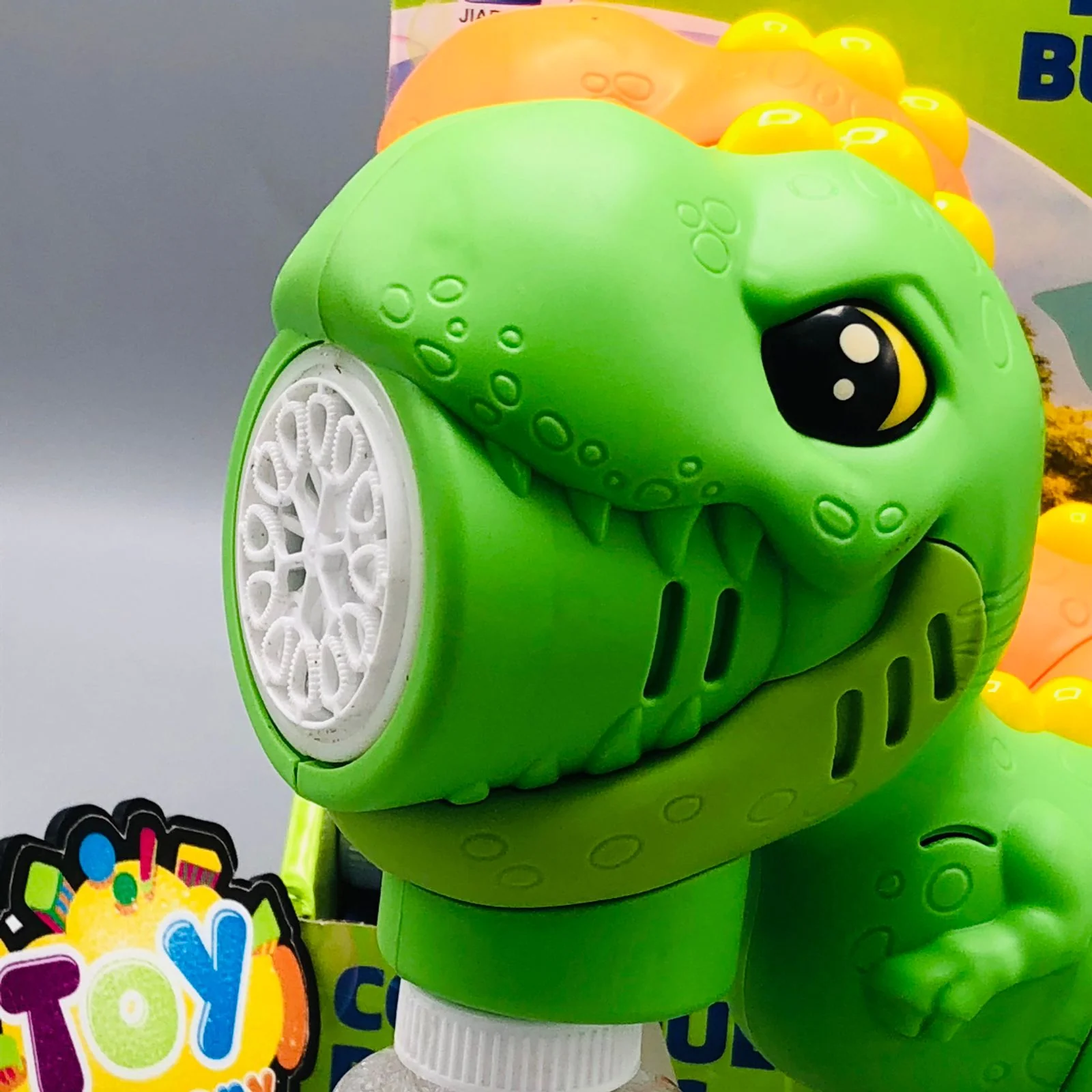 12 Holes Battery Operated Dinosaur Colorful Bubble Gun - Image 3