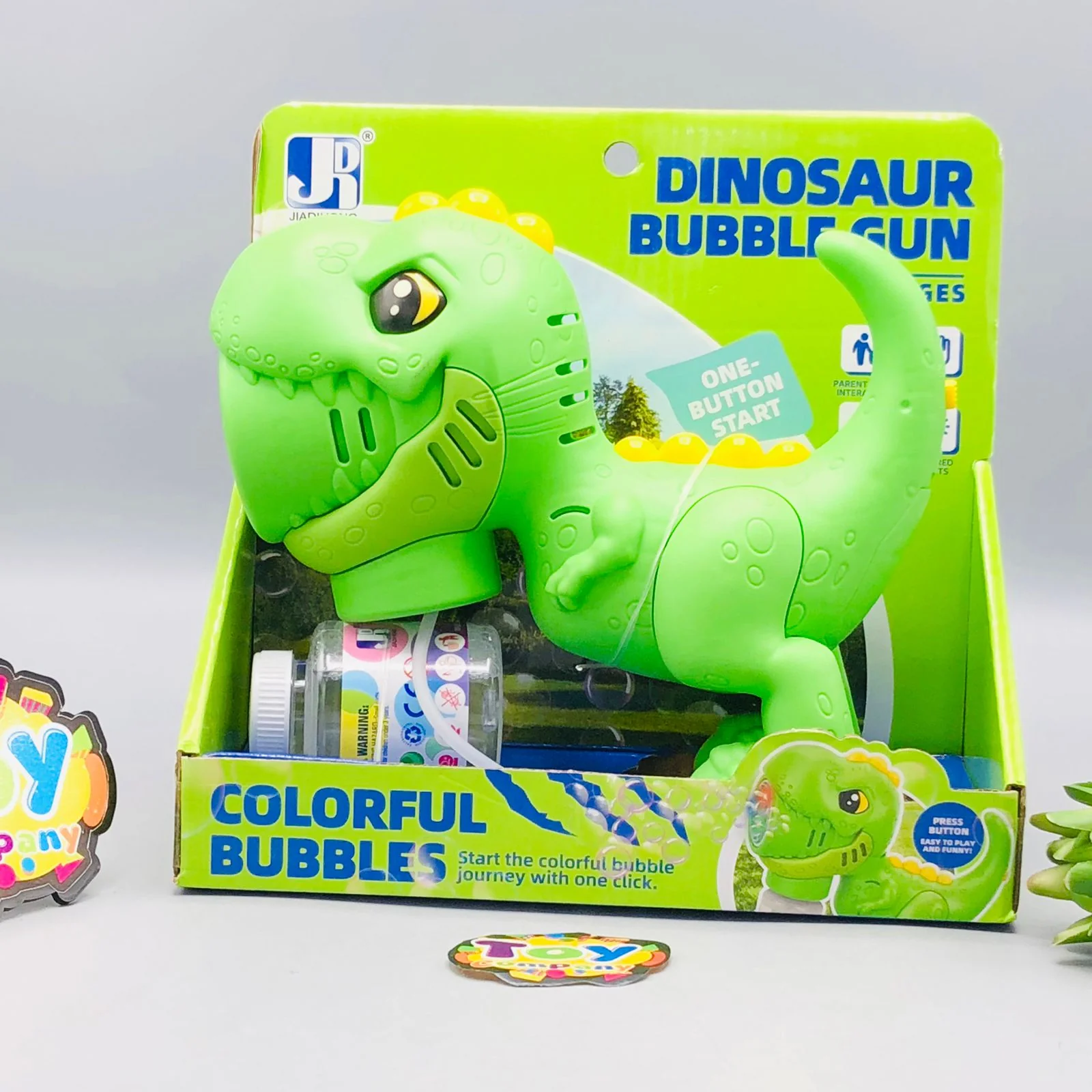 12 Holes Battery Operated Dinosaur Colorful Bubble Gun - Image 6
