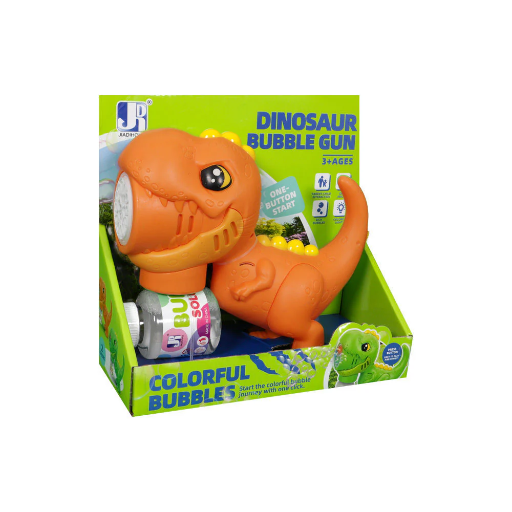 12 Holes Battery Operated Dinosaur Colorful Bubble Gun - Image 7