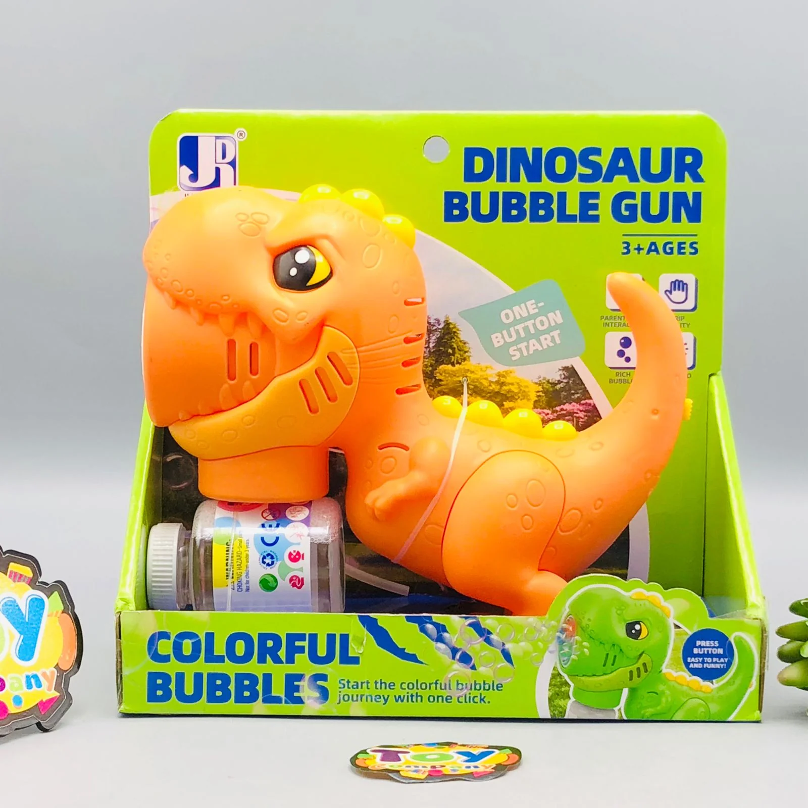 12 Holes Battery Operated Dinosaur Colorful Bubble Gun - Image 9
