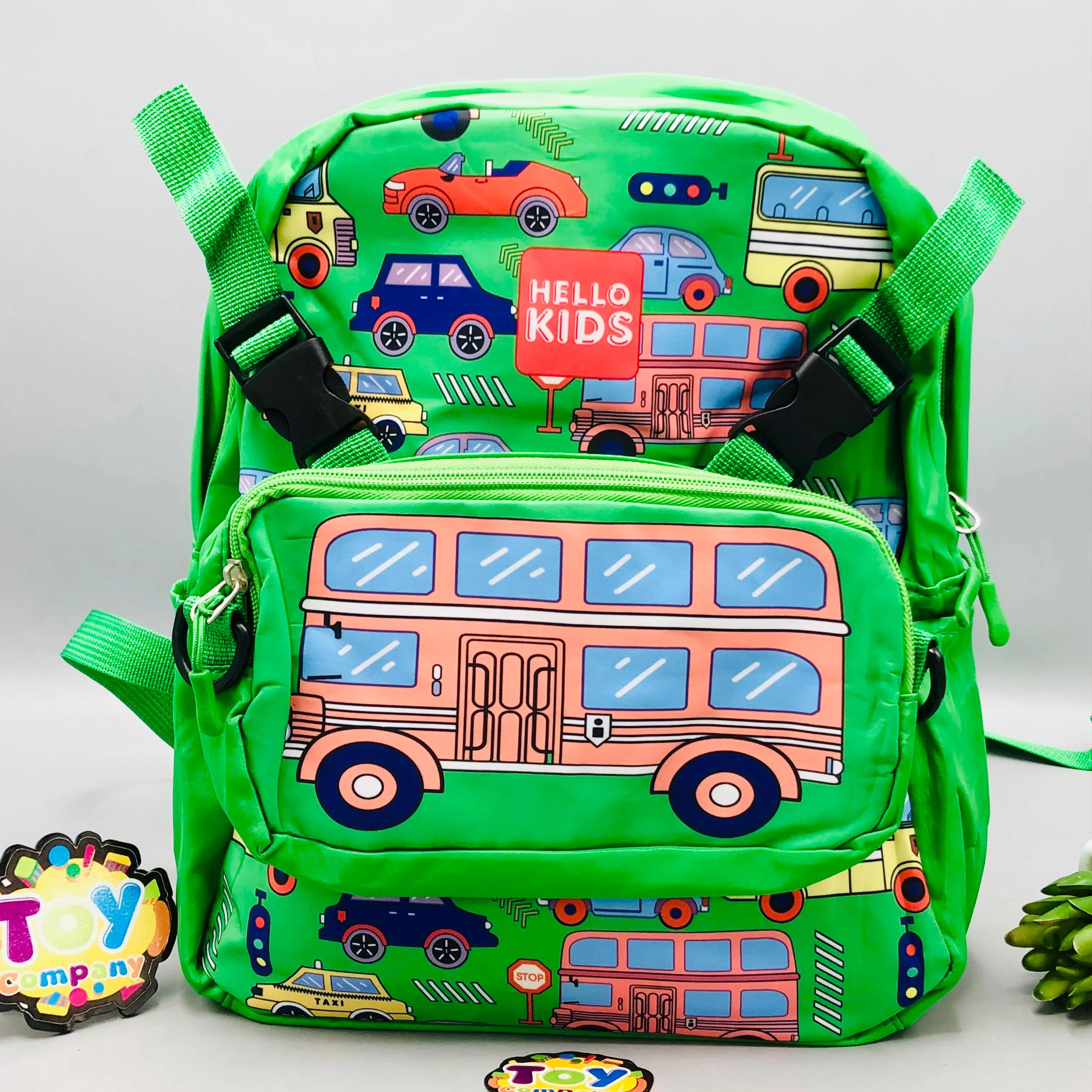 12* Inches Bus Themed Kids School Bag With Pocket - Image 2