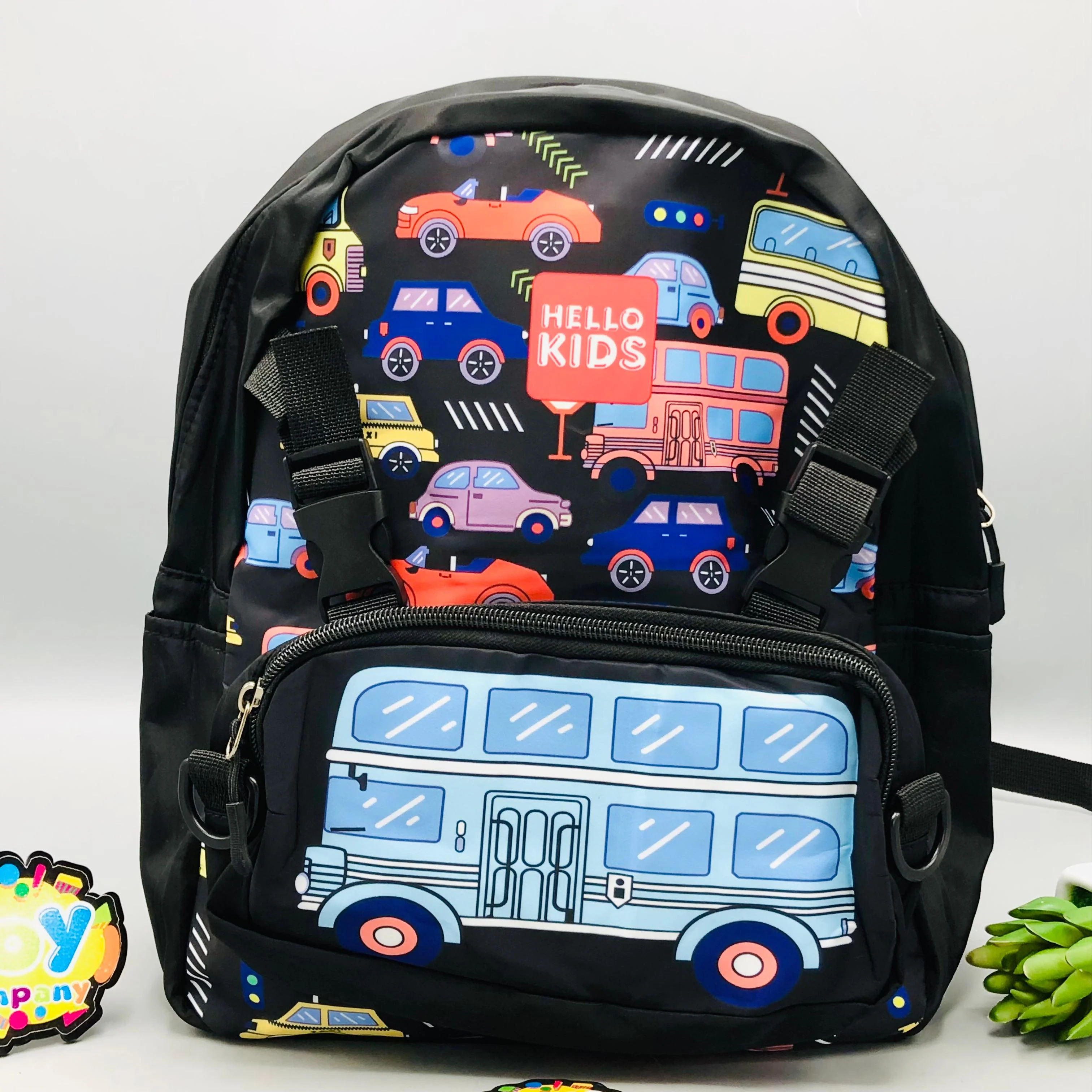 12* Inches Bus Themed Kids School Bag With Pocket - Image 3
