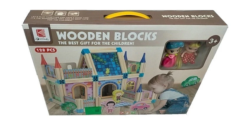 128Pcs Wooden Architecture Castle Building Blocks - Image 9