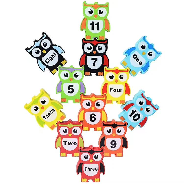 12Pcs Kids Wooden Owl Balance Blocks - Image 3