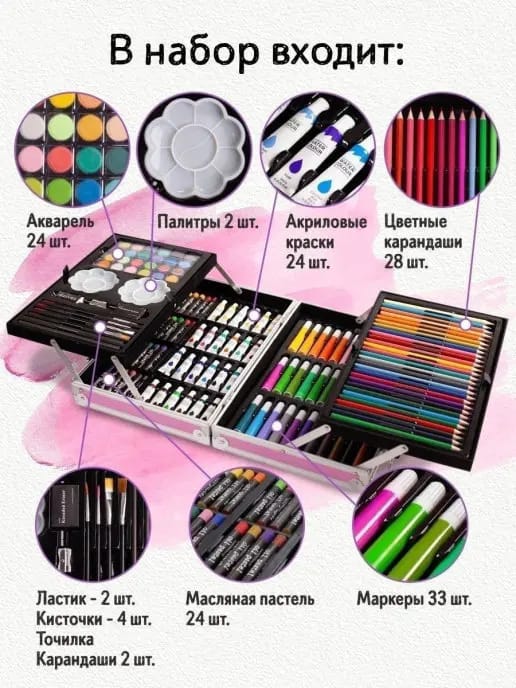 145Pcs Premium Space Themed Kids Painting Kit Briefcase - Image 5