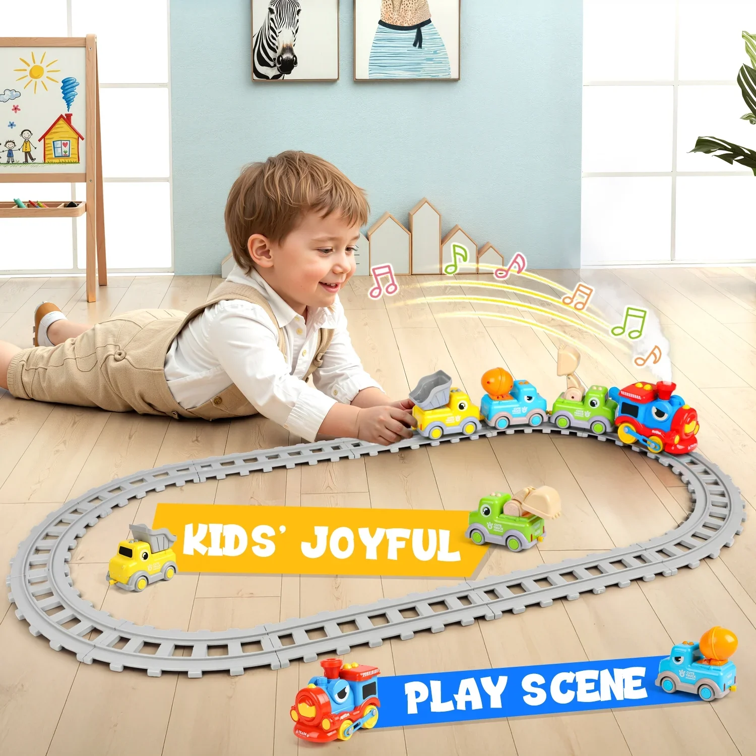 17Pcs Kids Dinosaur Train track Set With Smoke - Image 2