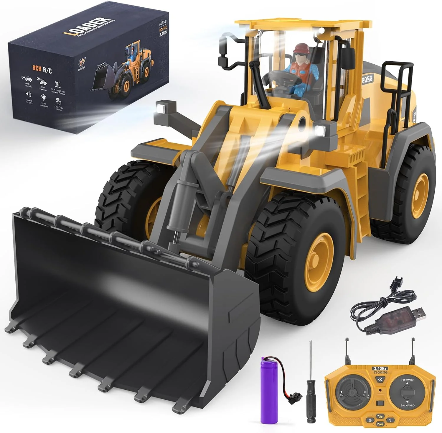 2.4GHz RC Diecast Bulldozer With Light & Sound - Image 4
