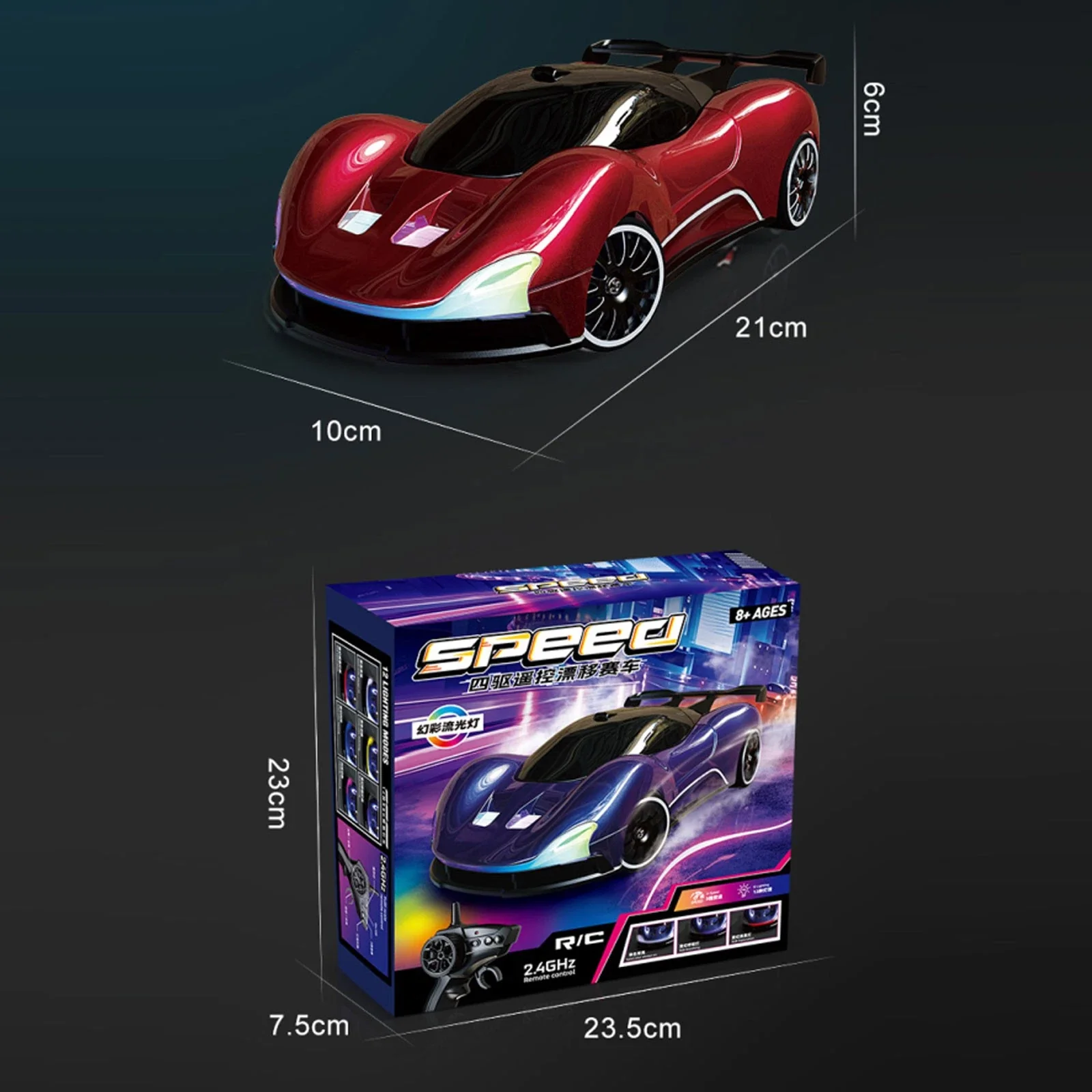 2.4GHz RC Night Drift Car With RGB Lights - Image 7
