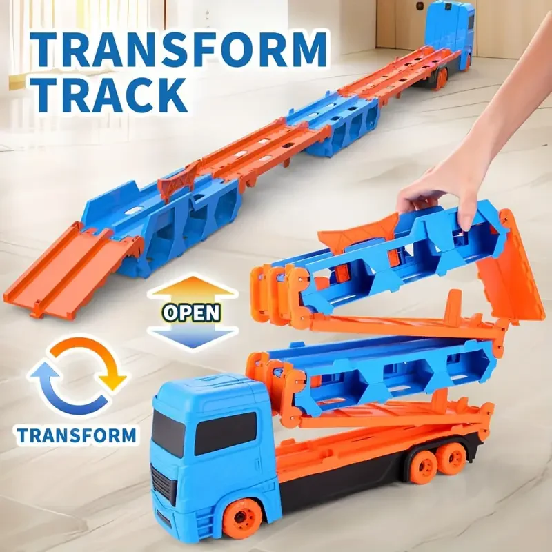 2in1 Kids Ejection Foldable Truck Track Set - 6Pcs Cars - Image 3