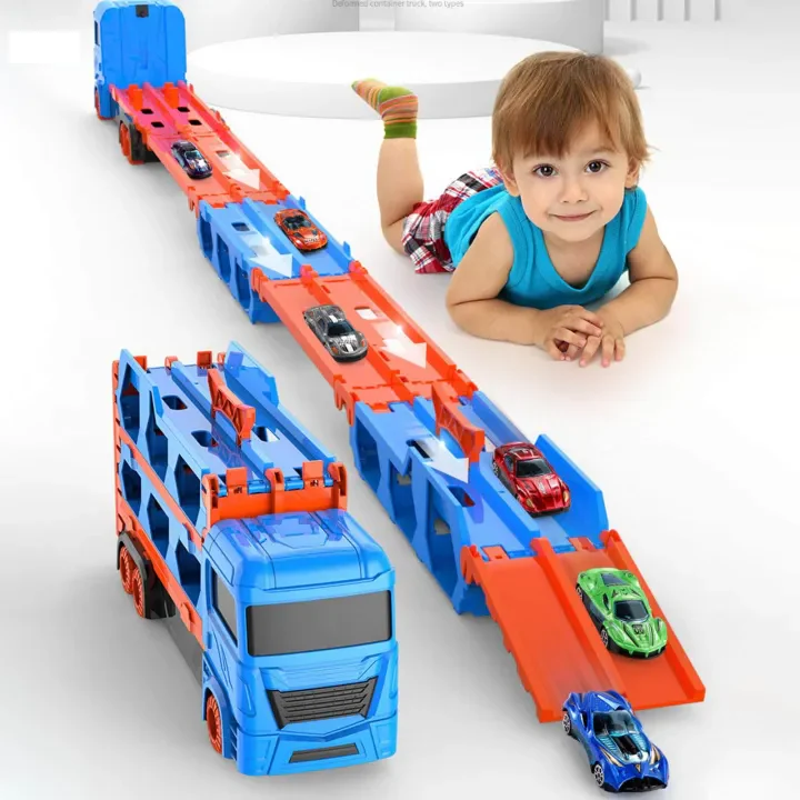 2in1 Kids Ejection Foldable Truck Track Set - 6Pcs Cars - Image 6