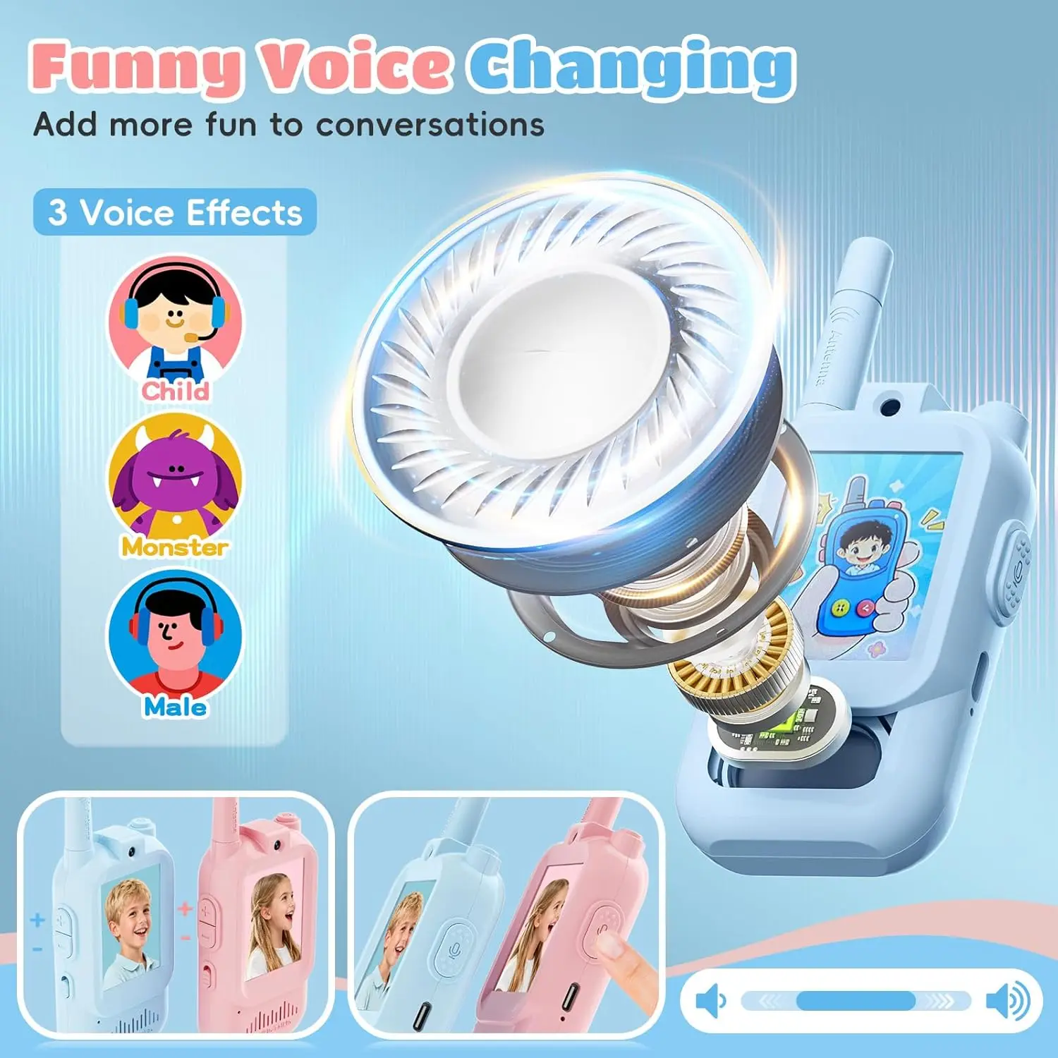 2Pcs Rechargeable Kids Video Walkie Talkie - Image 9