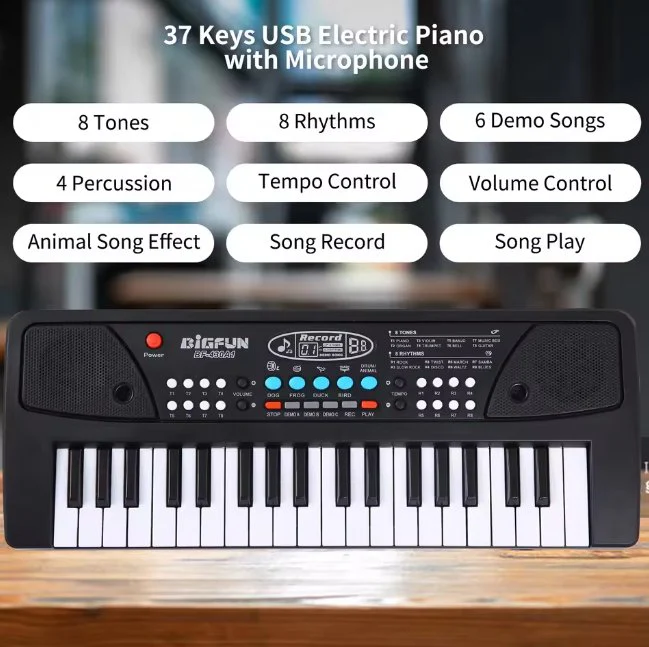 37 Keys BigFun Electronic Keyboard With Microphone - Image 6