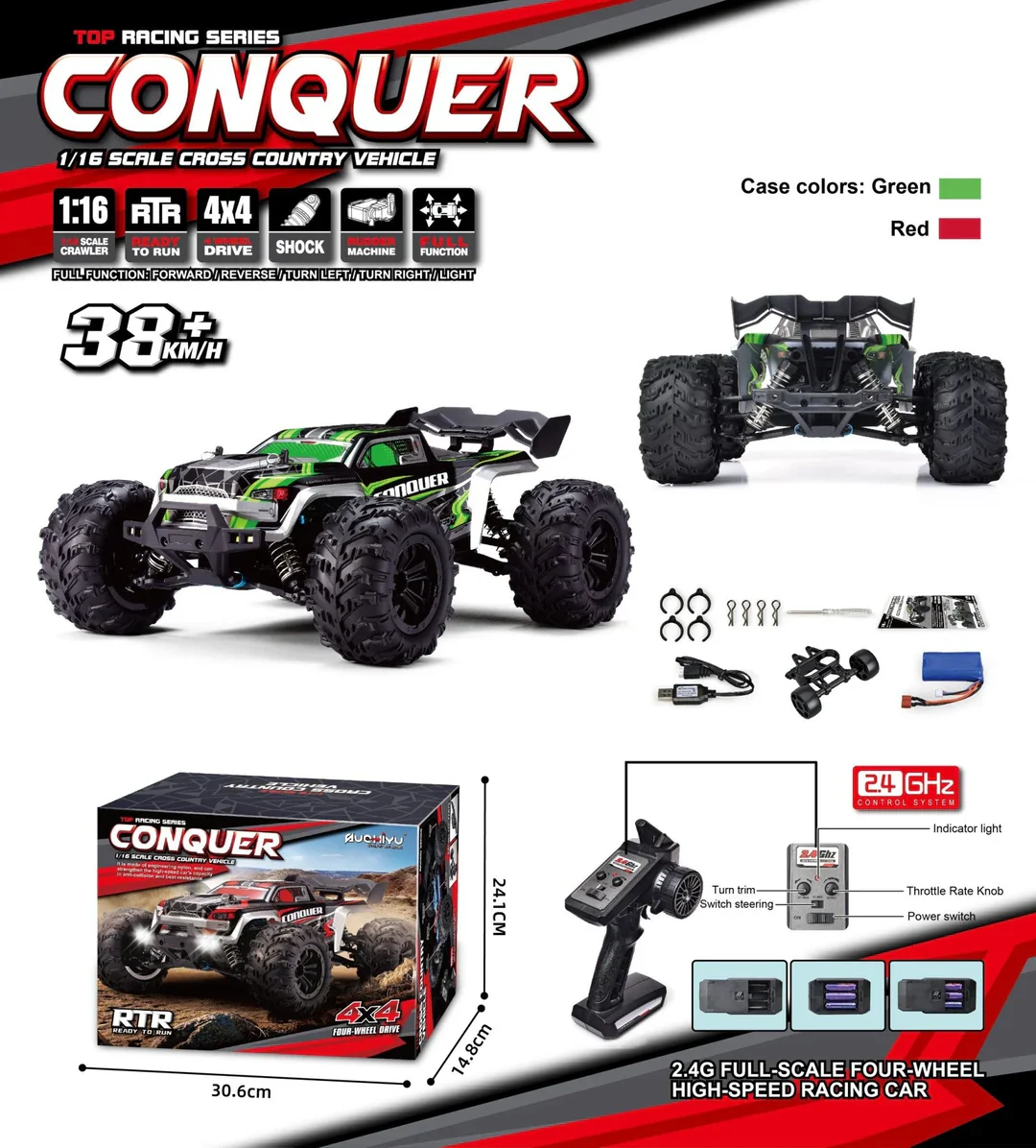 38Km/h RC 1:16 Conquer 4x4 Off-Road Truck - Image 13