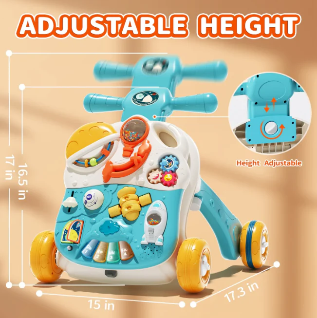 3in1 Baby Musical Walker & Activity Table - Blue - Image 3