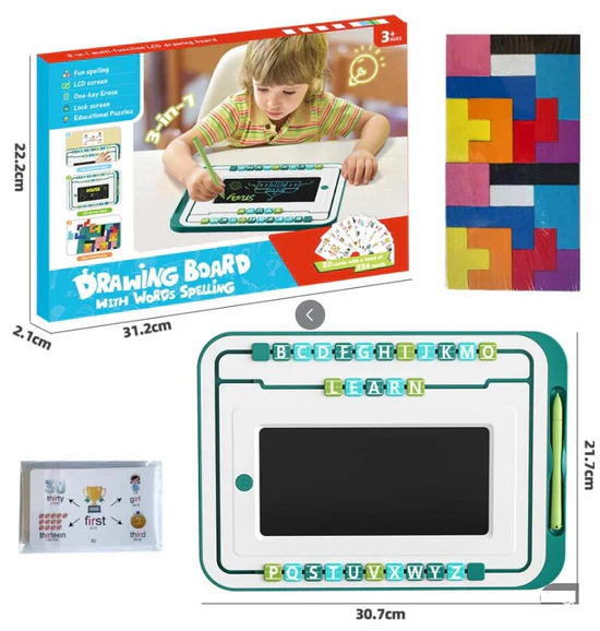 3in1 Kids LCD Writing Tablet & Puzzle Game - Image 6