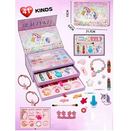 42Pcs Realistic Unicorn Makeup & Jewellery Briefcase