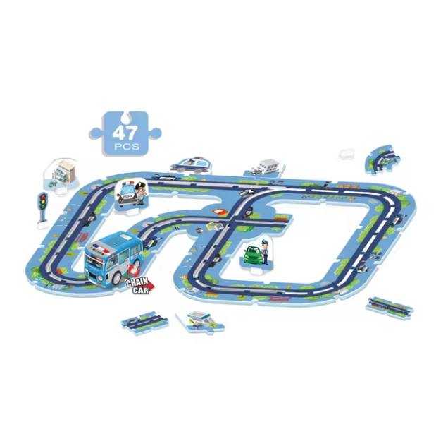 47Pcs DIY Police Themed Puzzle Car Track Set - Image 4