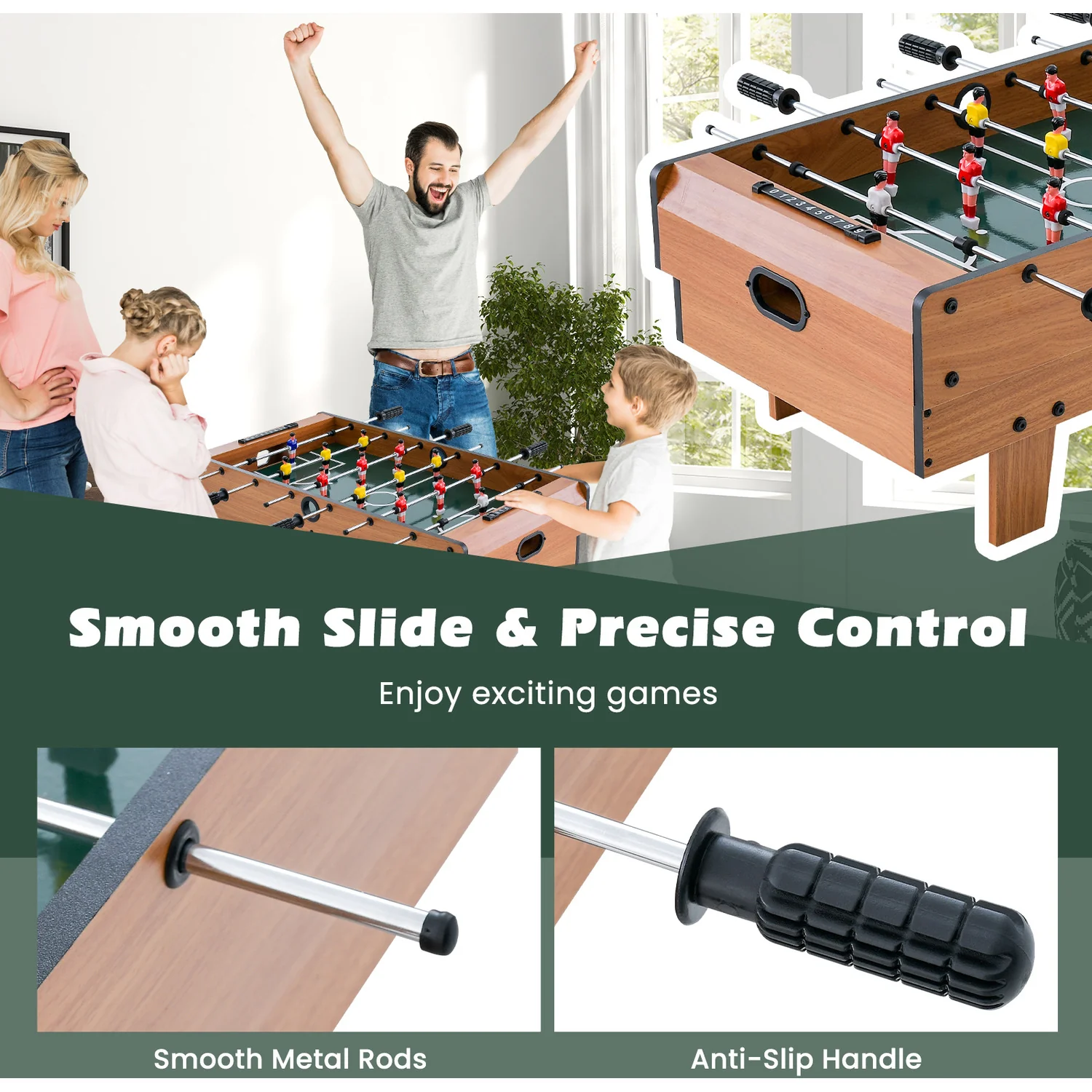 4in1 Wooden Multi-Game Foosball Table Set - Image 3