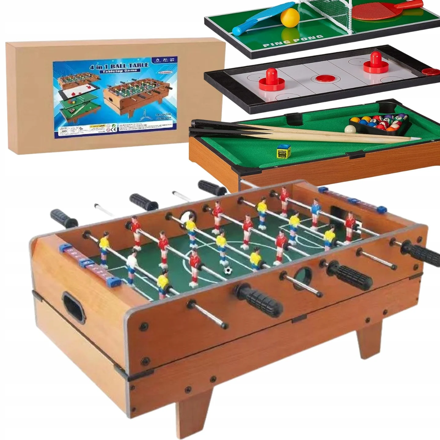 4in1 Wooden Multi-Game Foosball Table Set - Image 5