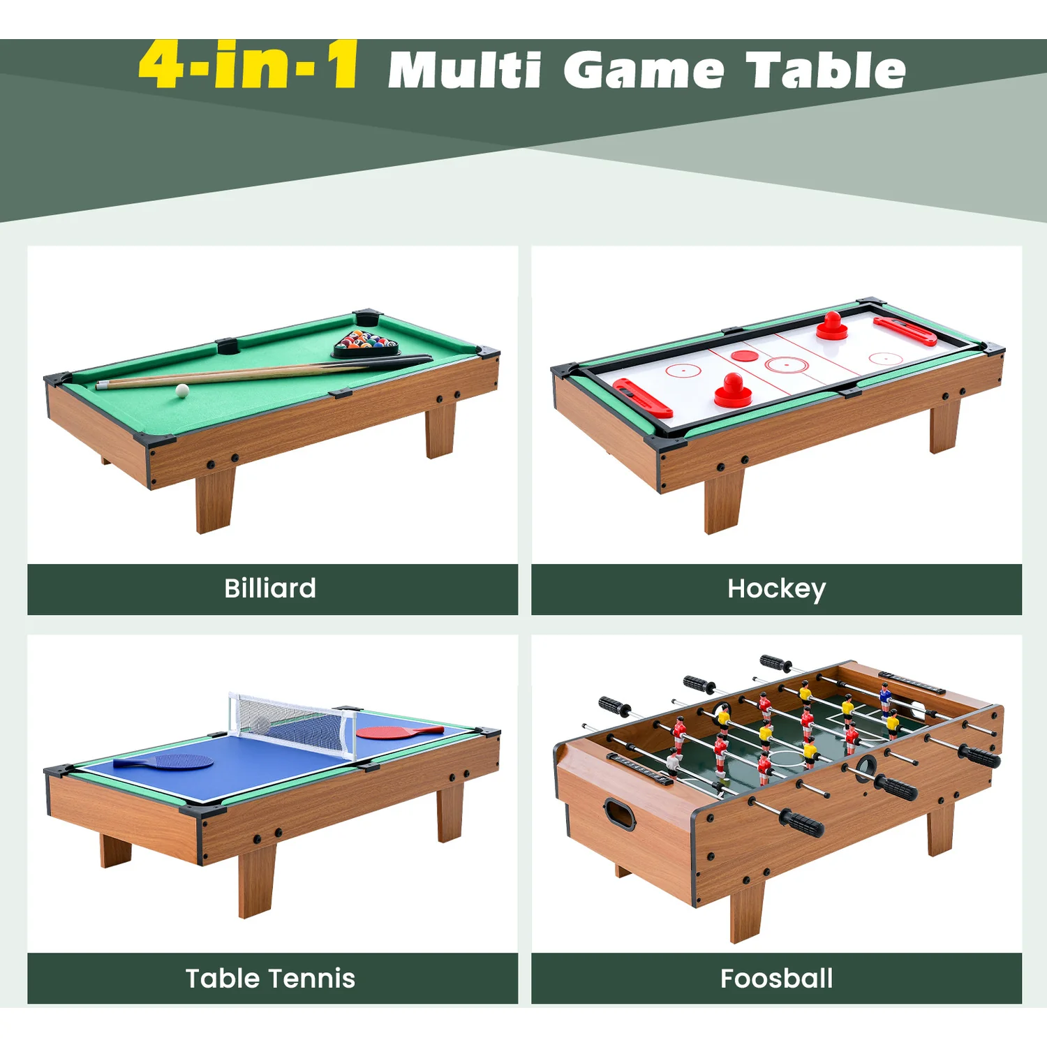 4in1 Wooden Multi-Game Foosball Table Set - Image 9