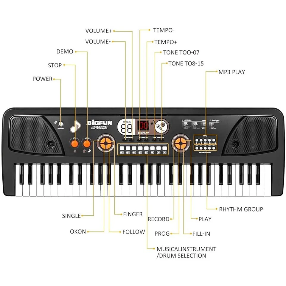 61 Keys BigFun Electronic Keyboard Piano With Mic - Image 6