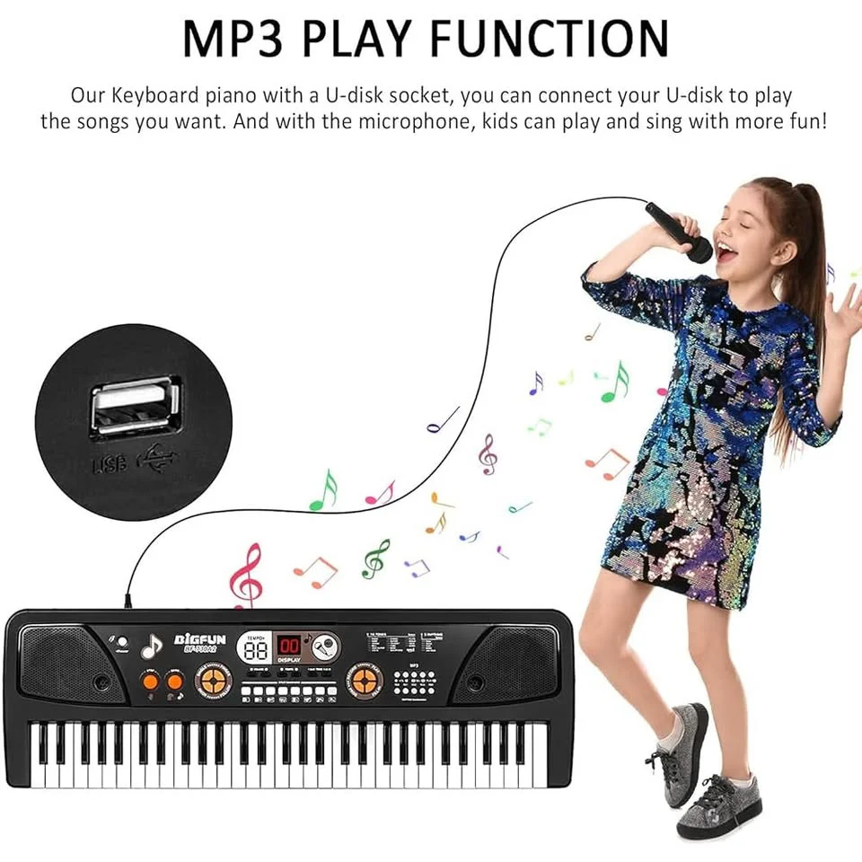 61 Keys BigFun Electronic Keyboard Piano With Mic - Image 7