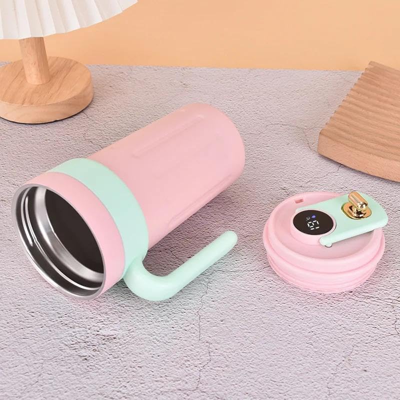 650ml Stainless Steel Temperature Display Coffee Cup - Pink - Image 10