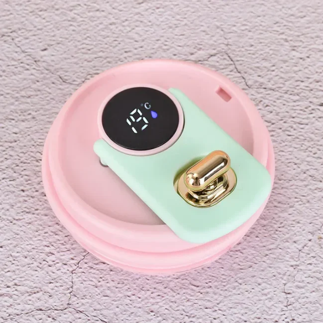 650ml Stainless Steel Temperature Display Coffee Cup - Pink - Image 5