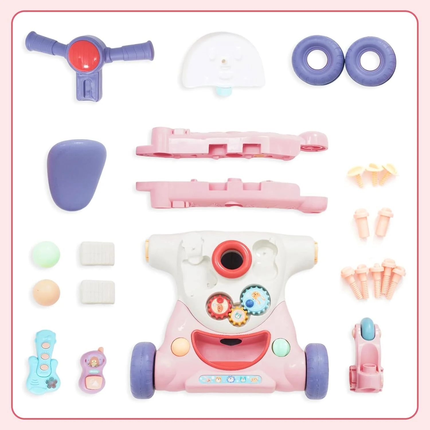 6in1 Multi-functional Baby Activity Musical Walker - Pink - Image 8