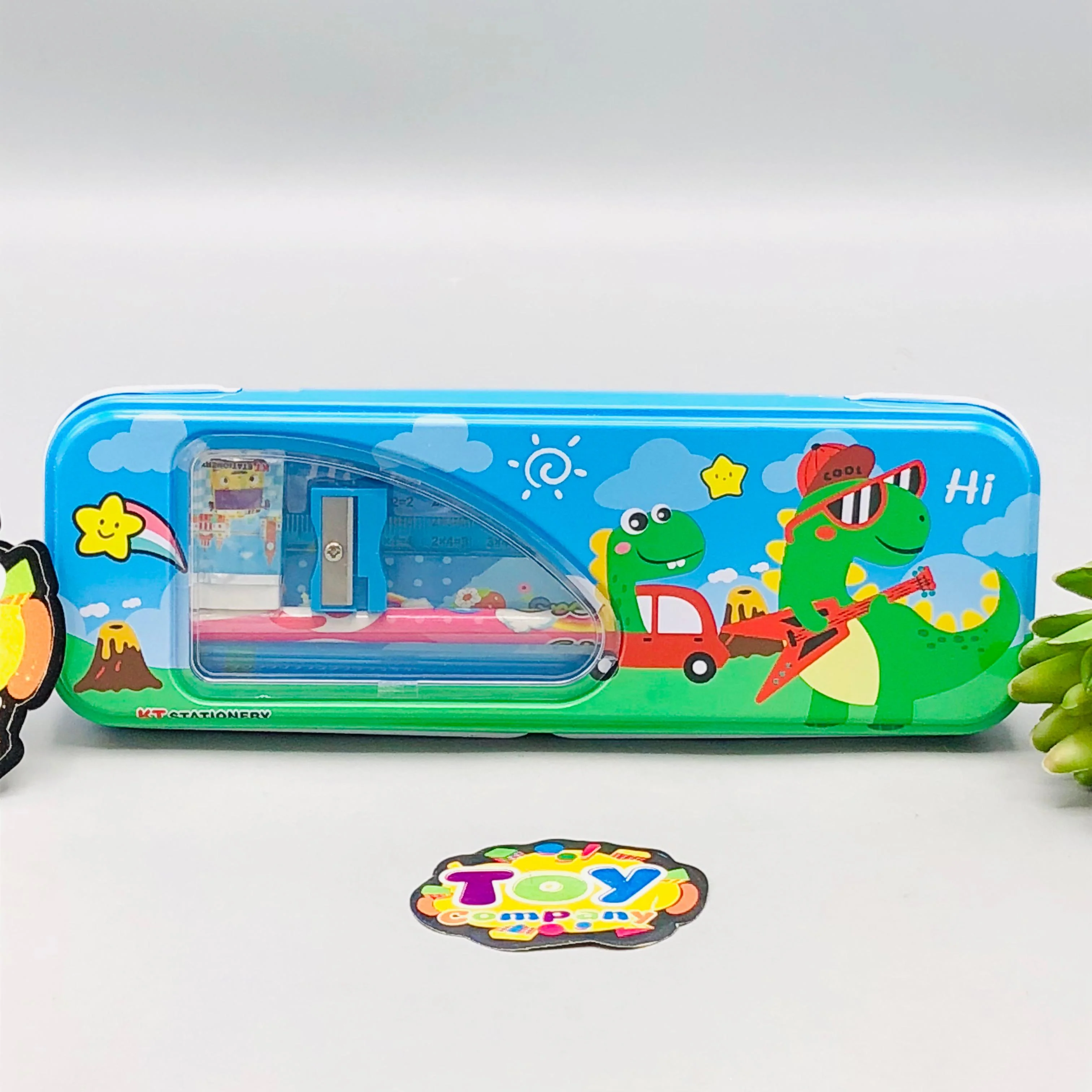 6Pcs Mini Dinosaur Themed Tin Geometry Box - Image 2